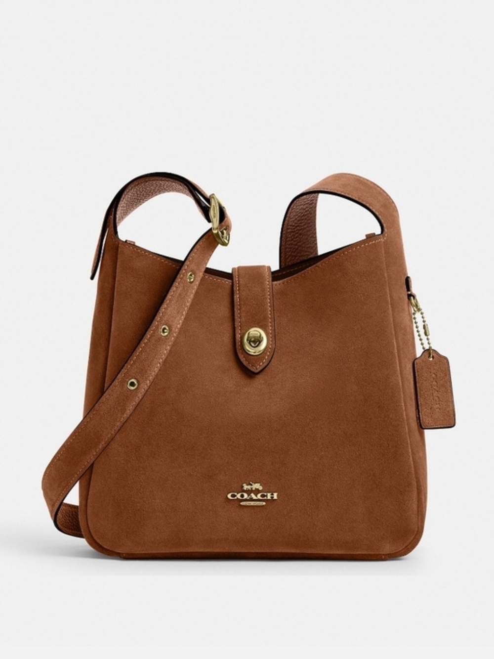 Coach Hadley Crossbody Bag Sienna Medium Turn Lock, Adjustable Strap Gold NEW